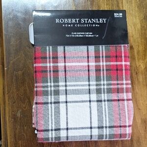 NEW! Robert Stanley Fabric Plaid Shower Curtain (72x72)